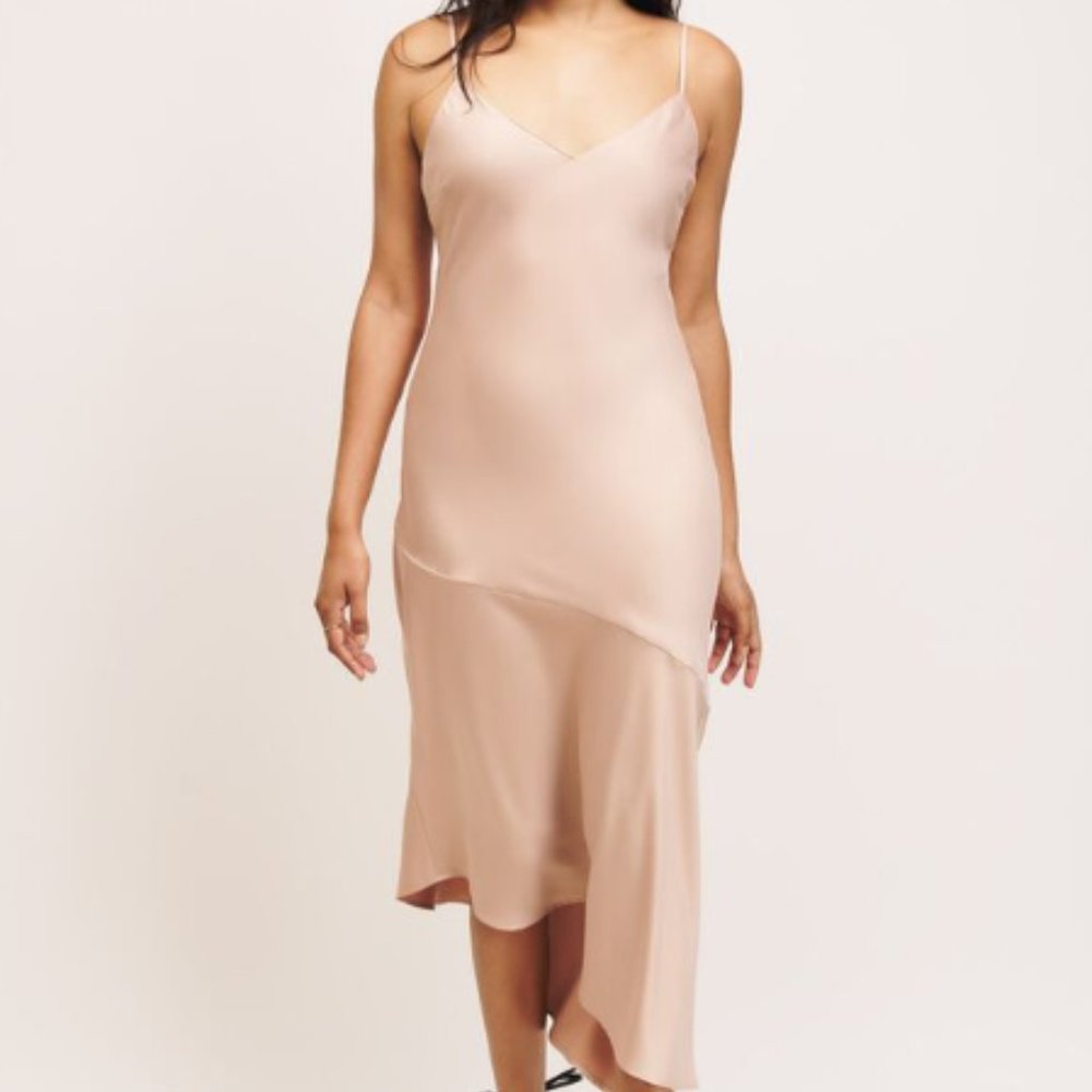 Dynamite Satin Midi Navy Slip Dress